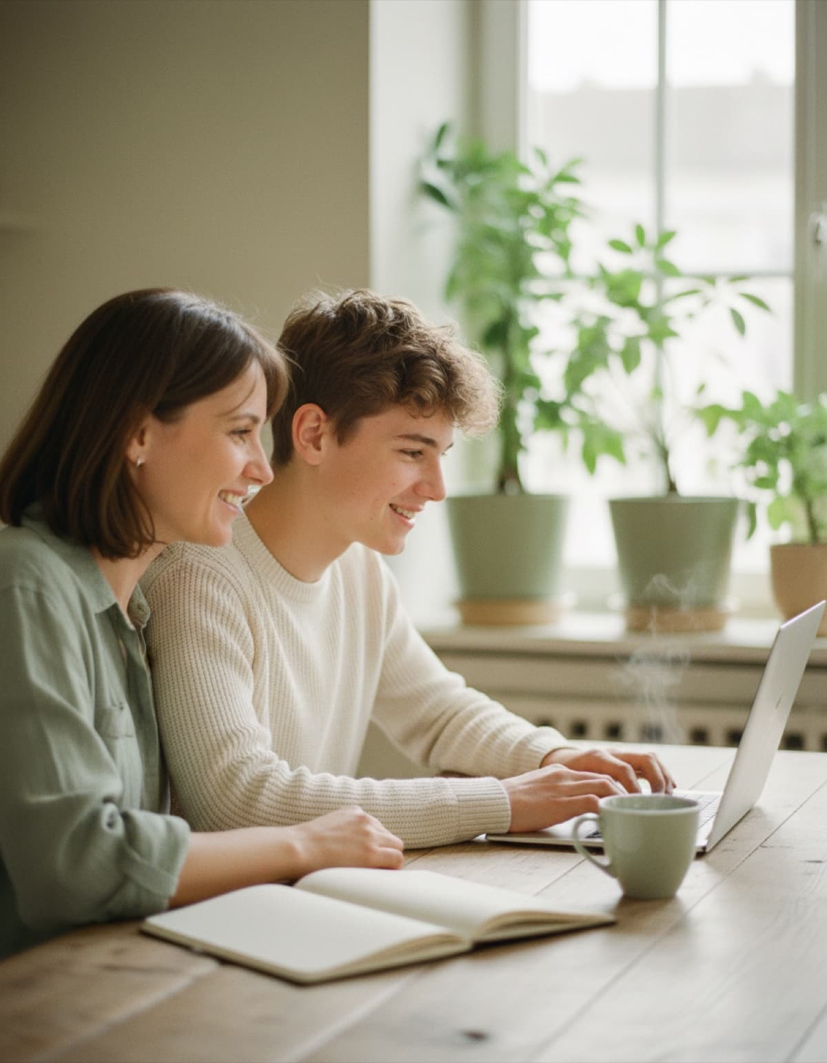 Un parent et son adolescent en visio avec Jessica